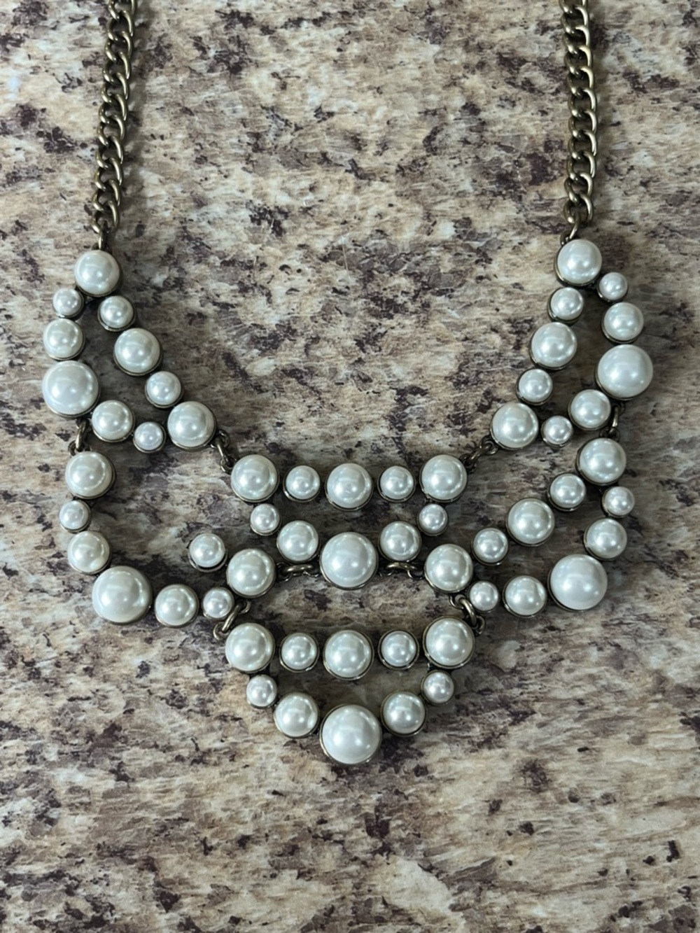 Premier Designs Multi-Row Faux Pearl Necklace in White